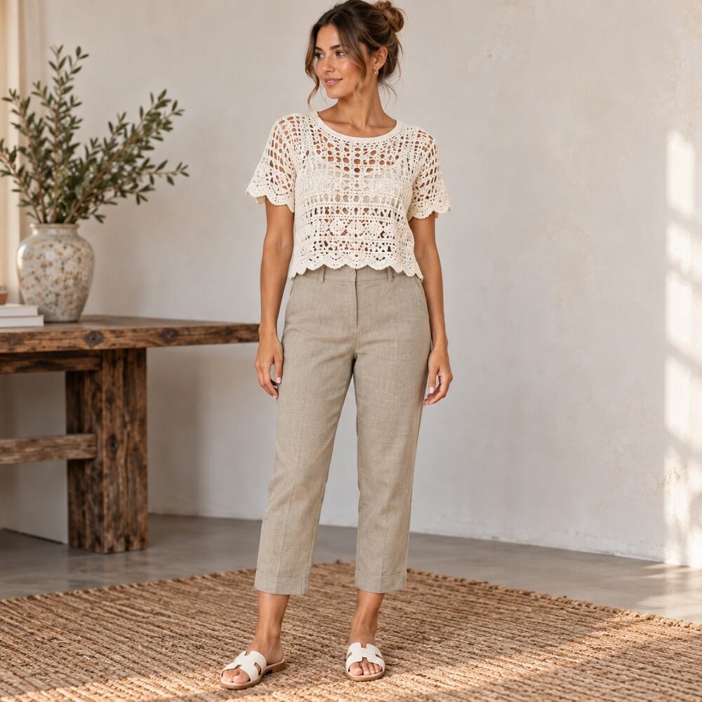 Loft Tan Shimmer Marisa Cropped NWT Pant 6